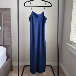 BANANA REPUBLIC SQUARE NECK SLIP DRESS IN FLIGHT BLUE, (PETITE XXS)